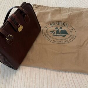 Vintage Brahmin Brown Leather Satchel Braided Trim NWOT